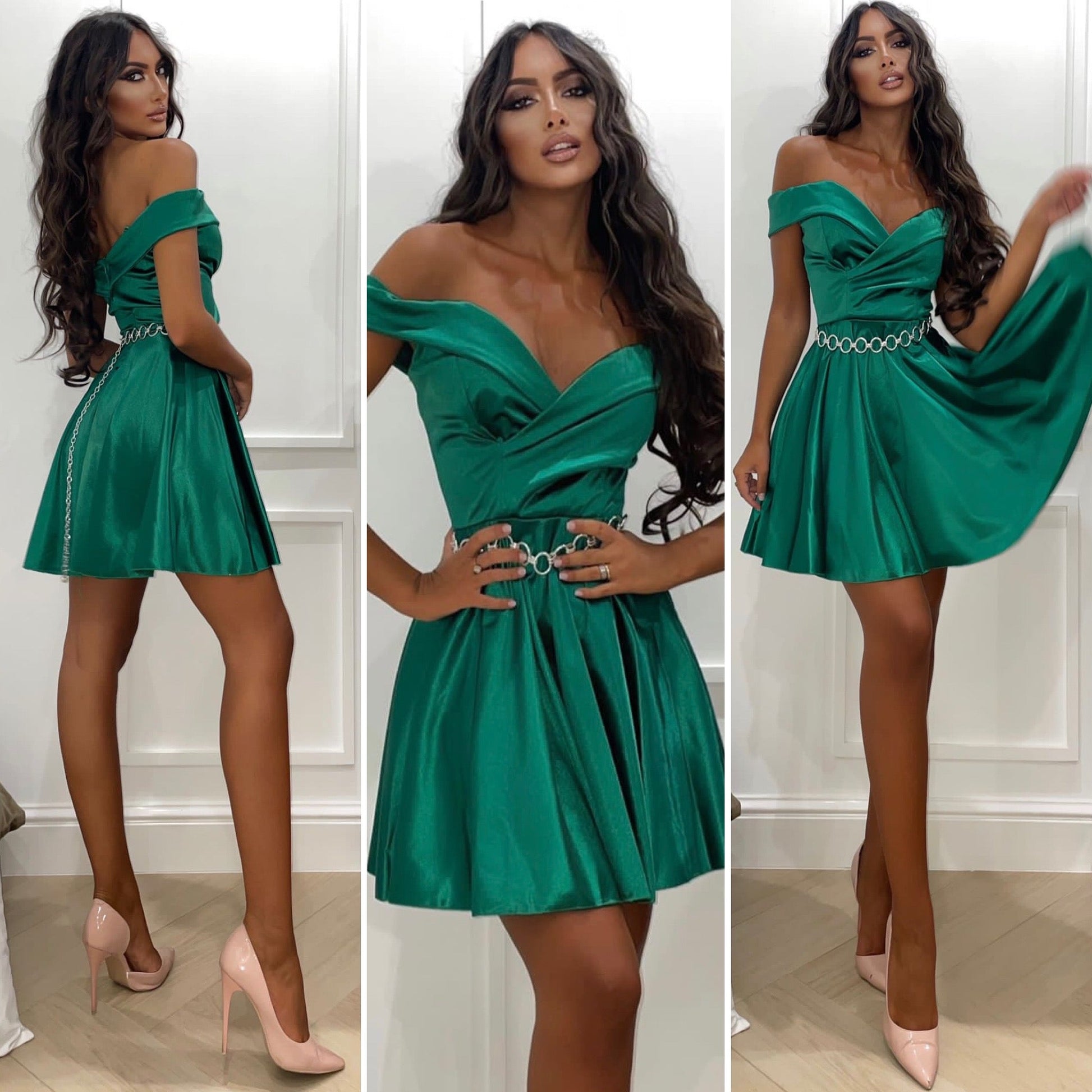 Abito corto verde smeraldo