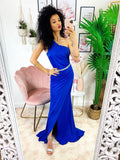 Dress Lungo a sirena monospalla blu elettrico