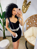 Tubino con frange in strass