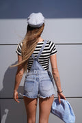 Maglia crop a righe