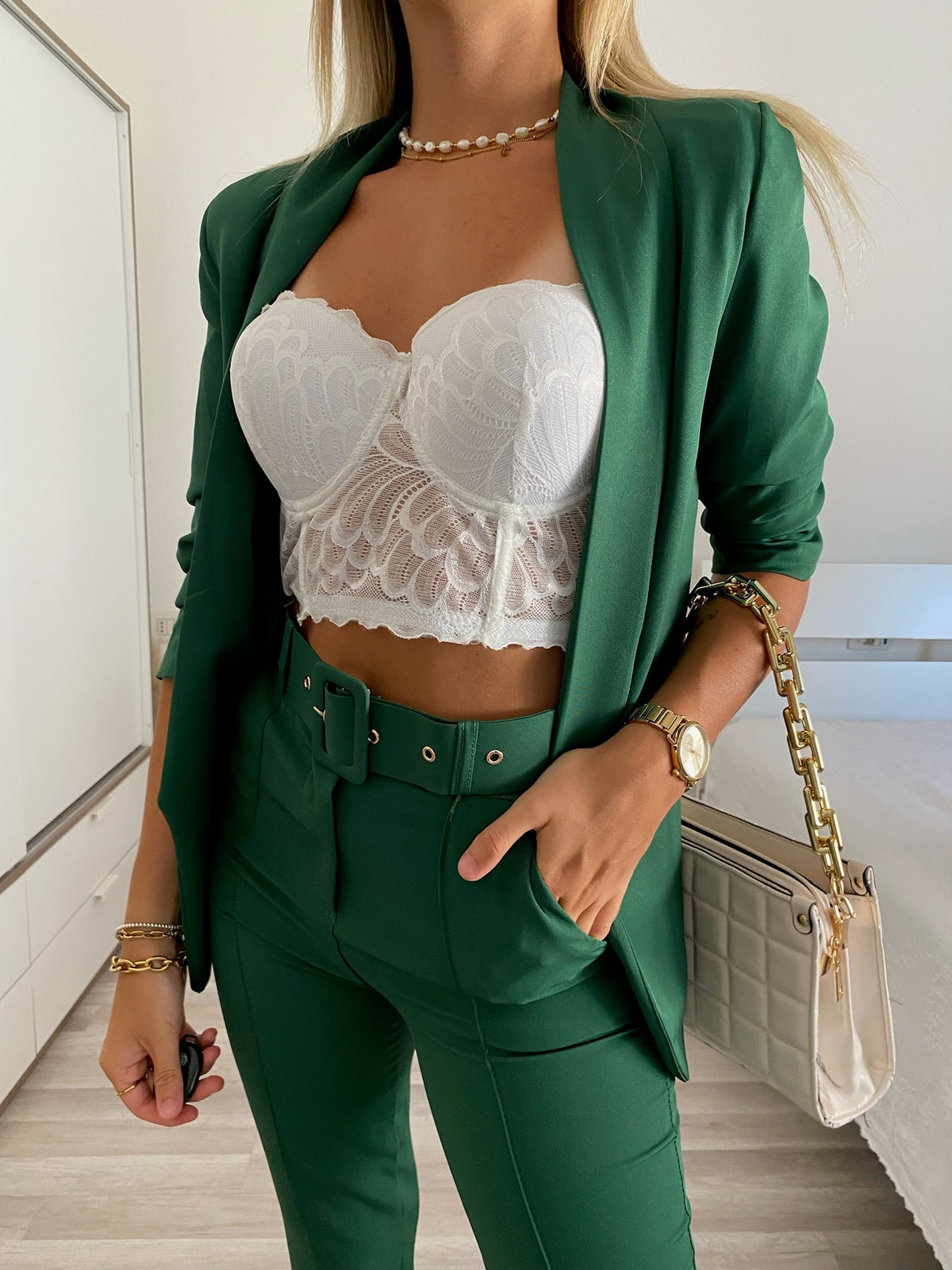 Completo giacca e pantalone verde