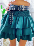 Gonna con balze verde bottiglia