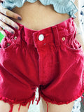 Short Vintage Levi’s rosso con borchie argento