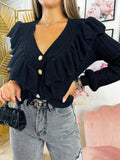Maglione con Rouches e bottoni gioiello
