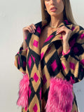 Cappotto a rombi fuxia