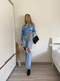 Camicia floreale azzurra