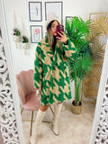 Cappotto pied de poule dettaglio verde