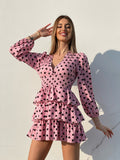 Abito a balze con cuori rosa