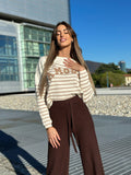 Maglione Amour Camel e bianco