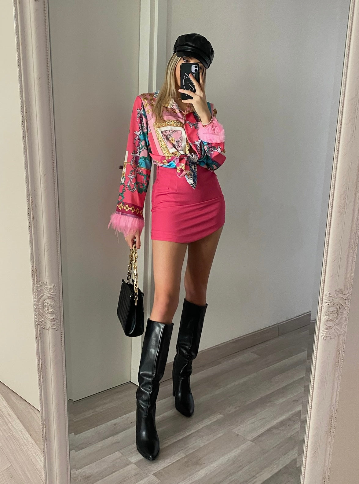Camicia Vers Fuxia con piume
