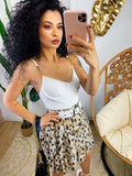 Gonna a balze leopardata chiara
