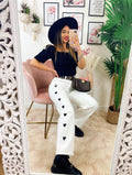 Jeans Bianco con cuori Neri