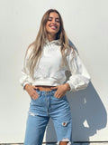Felpa bianca manica ampia
