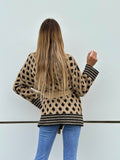 Cardigan con frange a rombi nude