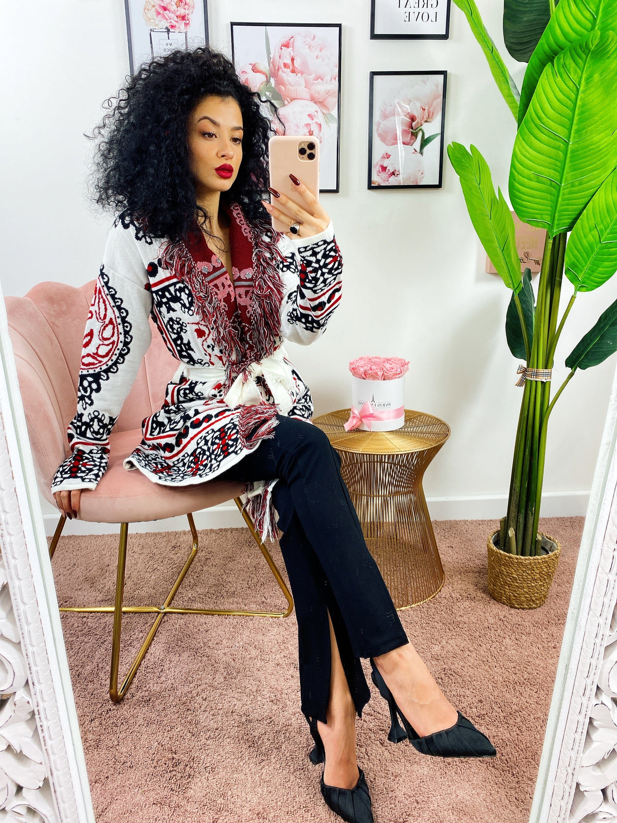 Cardigan Con dettagli rosso nero