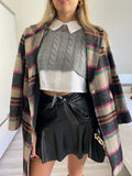 Cappotto check trama nude Fuxia