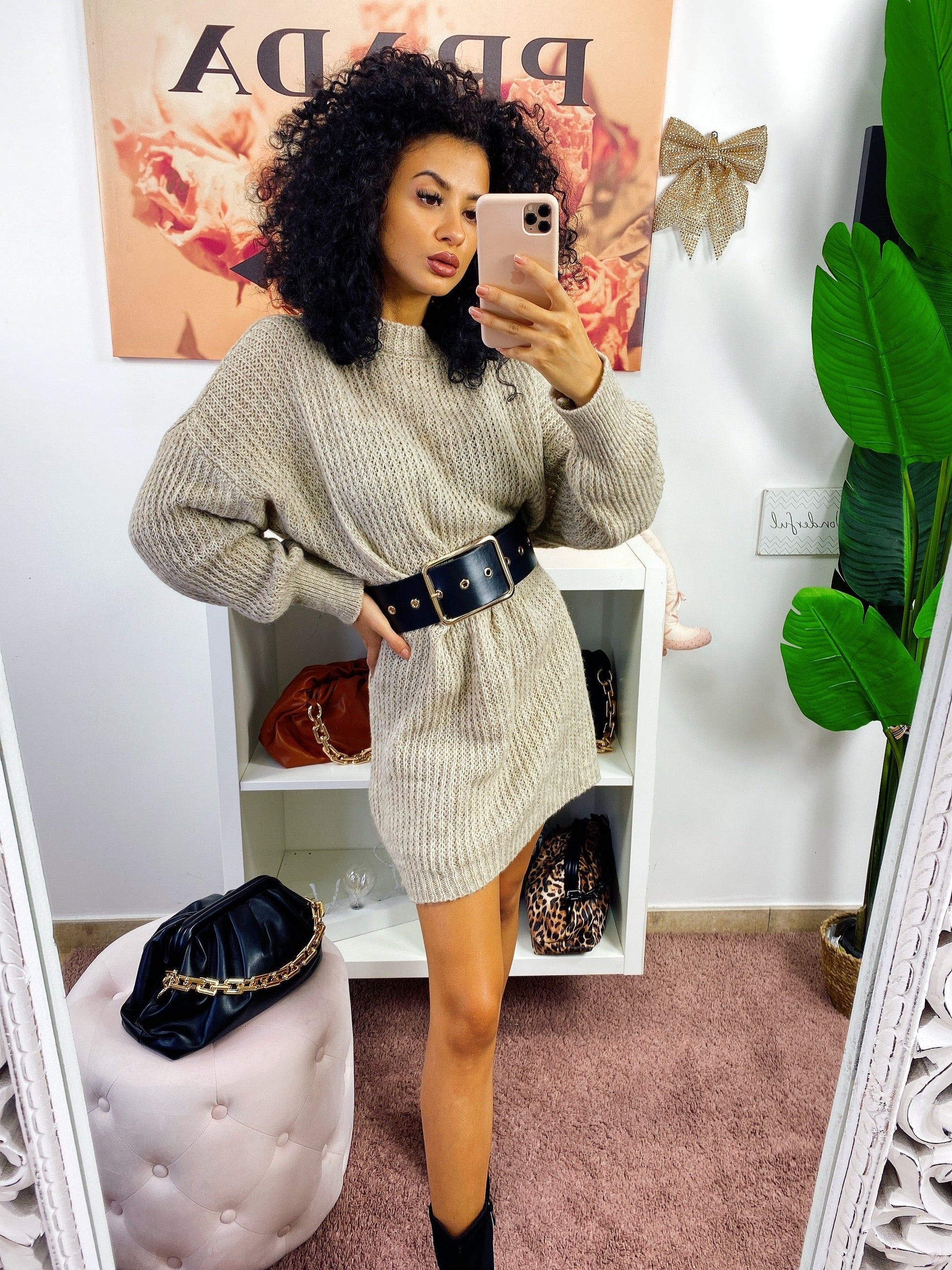 Abito in maglia Beige chiaro