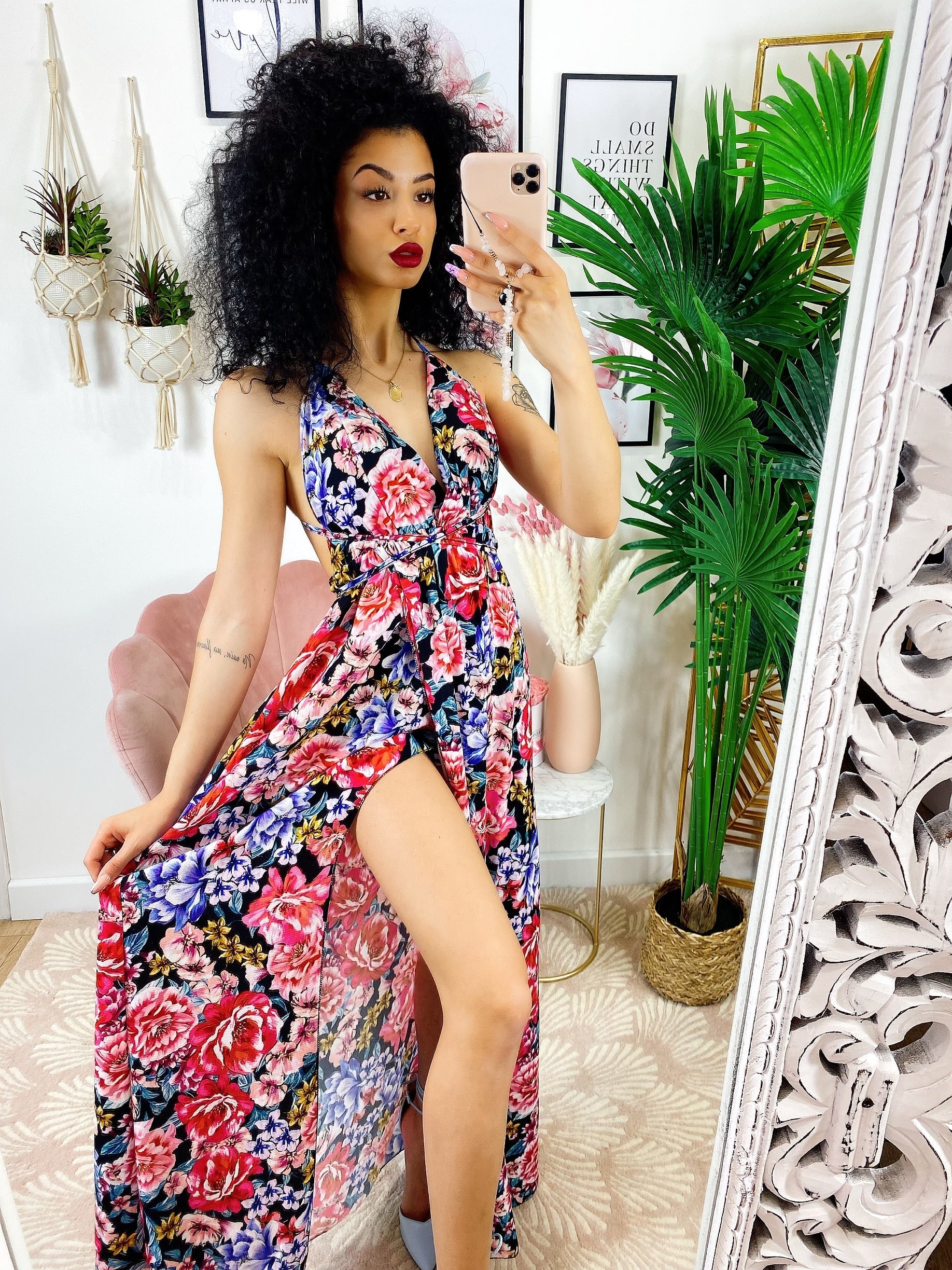 Dress Afrodite fiori Fuxia
