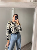 Cardigan animalier bianco nero