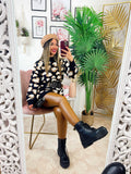 Maxi maglione morbidissimo con cuori Nero