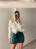 Gonna con paillettes petrolio