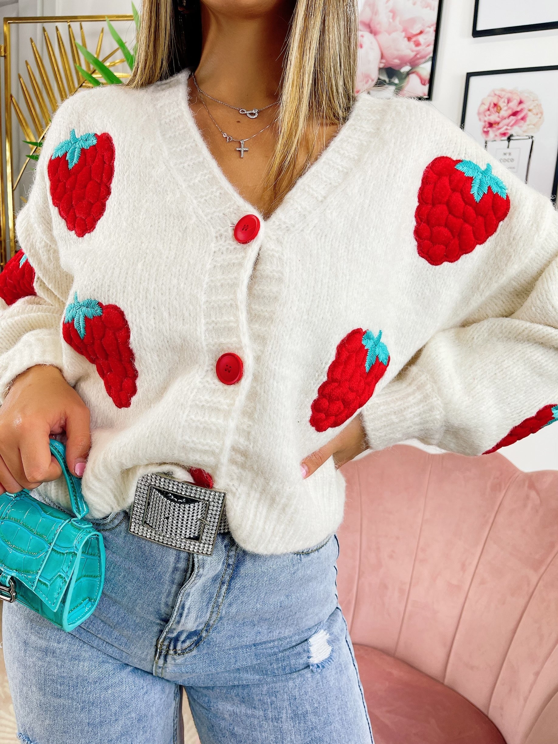 Cardigan con fragole top quality