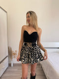 Top scollo a cuore con strass nero