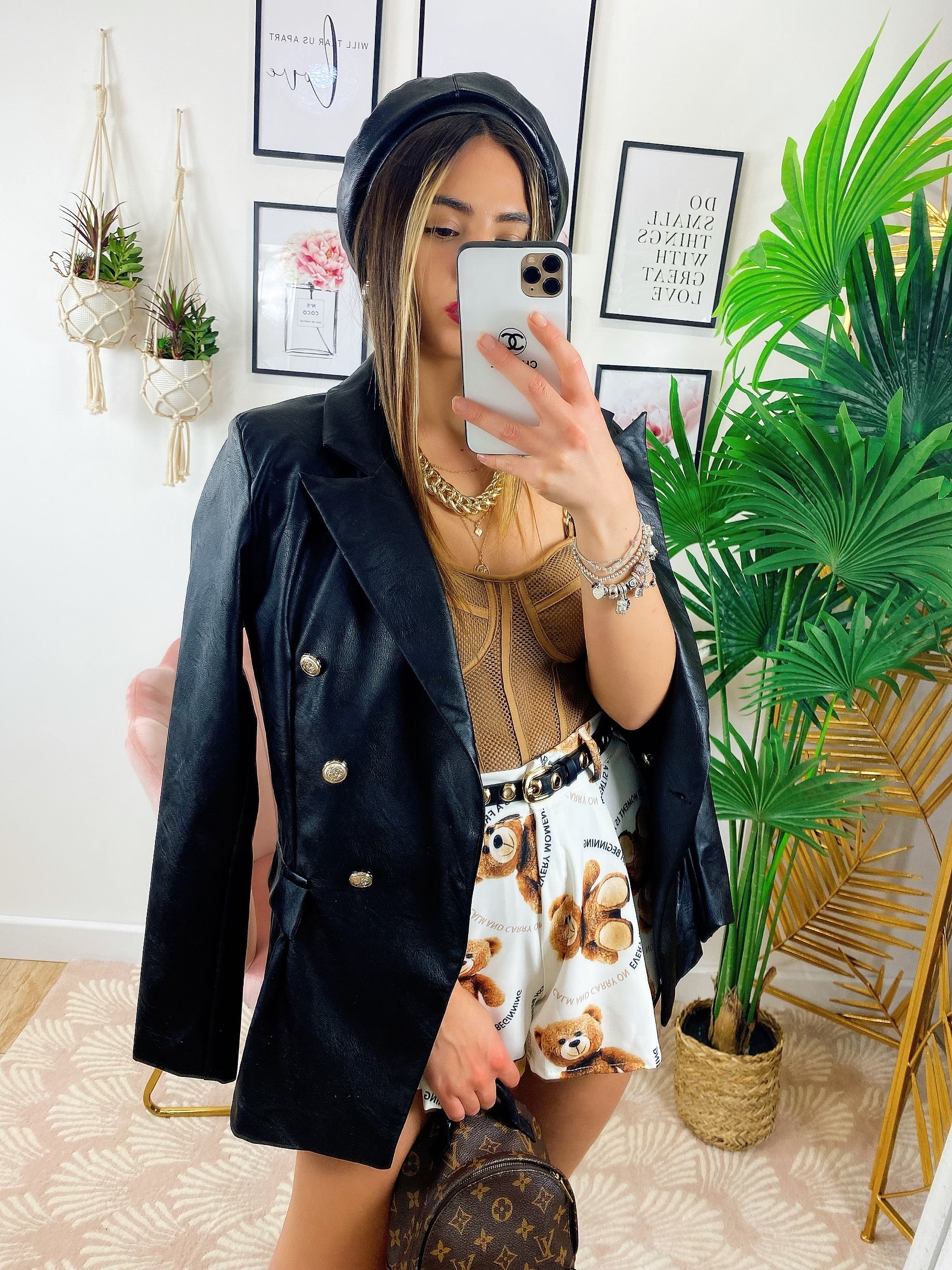 Blazer in ecopelle Nero