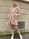 Cappotto Teddy bianco rosa