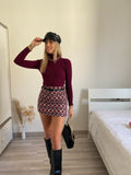Gonna in tweed Fuxia a rombi