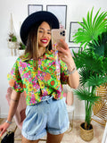 Camicia crop stampa a fiori