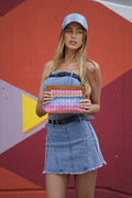 Bag in raffia con tracolla Fuxia
