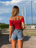 Top plissettano rosso