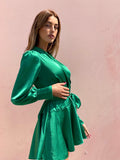 Abito in raso verde smeraldo