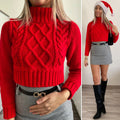 Maglione rosso a trecce