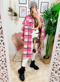 Giacca a quadri lunga Rosa