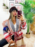Cardigan con frange colorato con cavalli