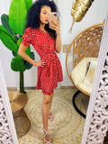 Abito a cuori rosso con cintura