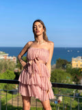 Abito in tulle a fascia cipria