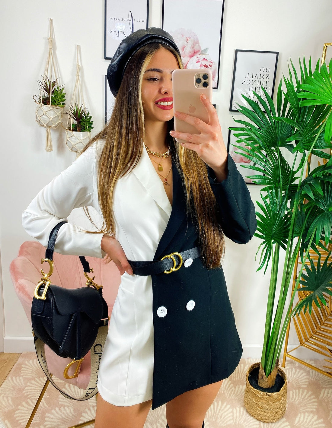 Abito Blazer con cintura nero bianco