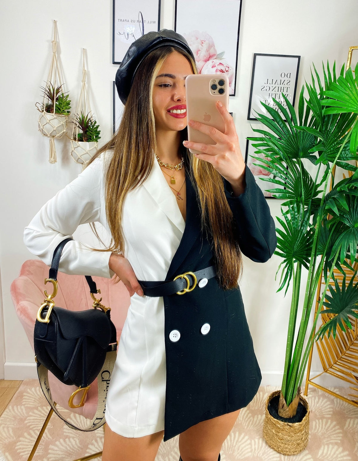 Abito Blazer con cintura nero bianco