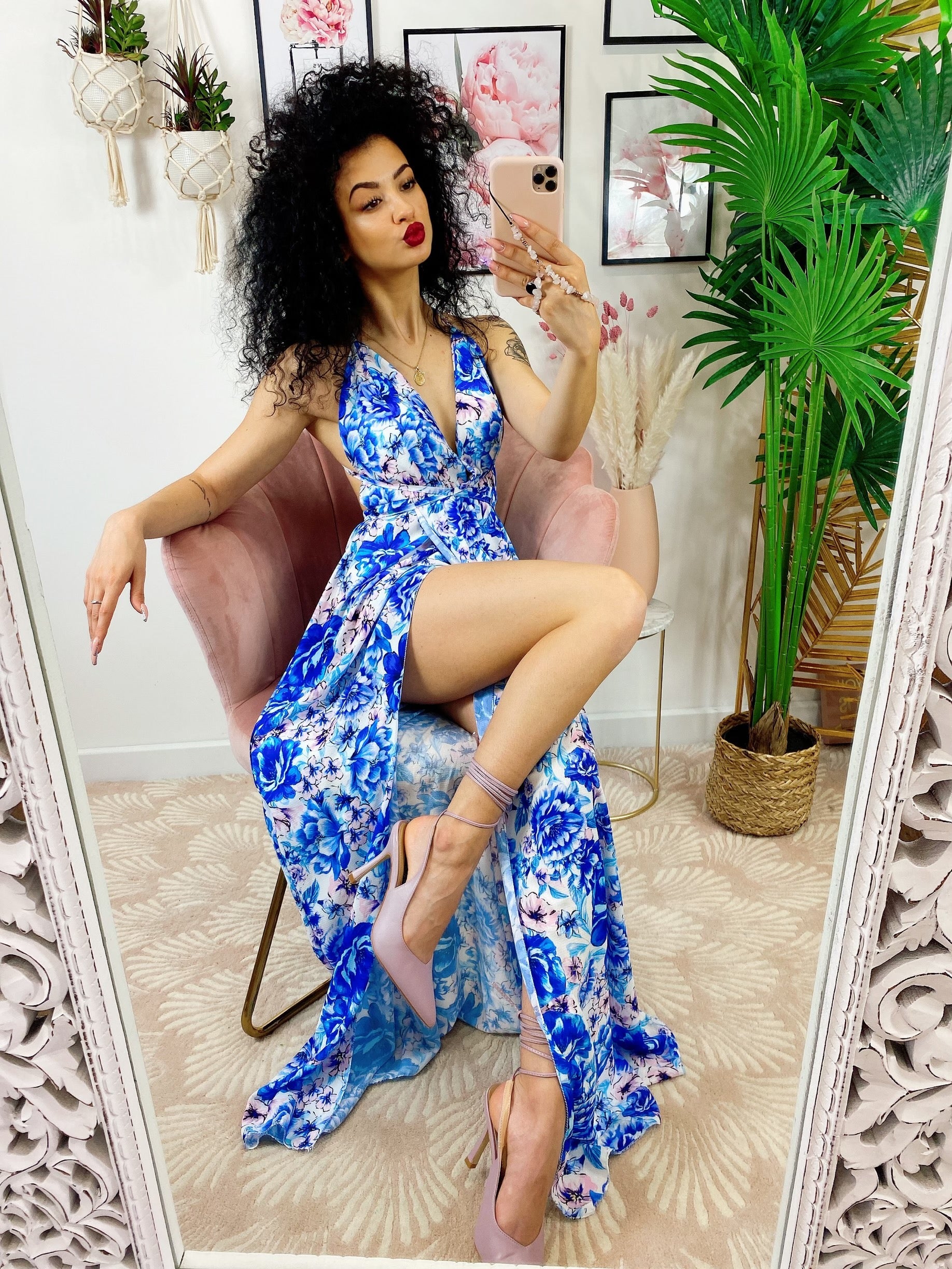 Dress Afrodite fiori celesti e lilla