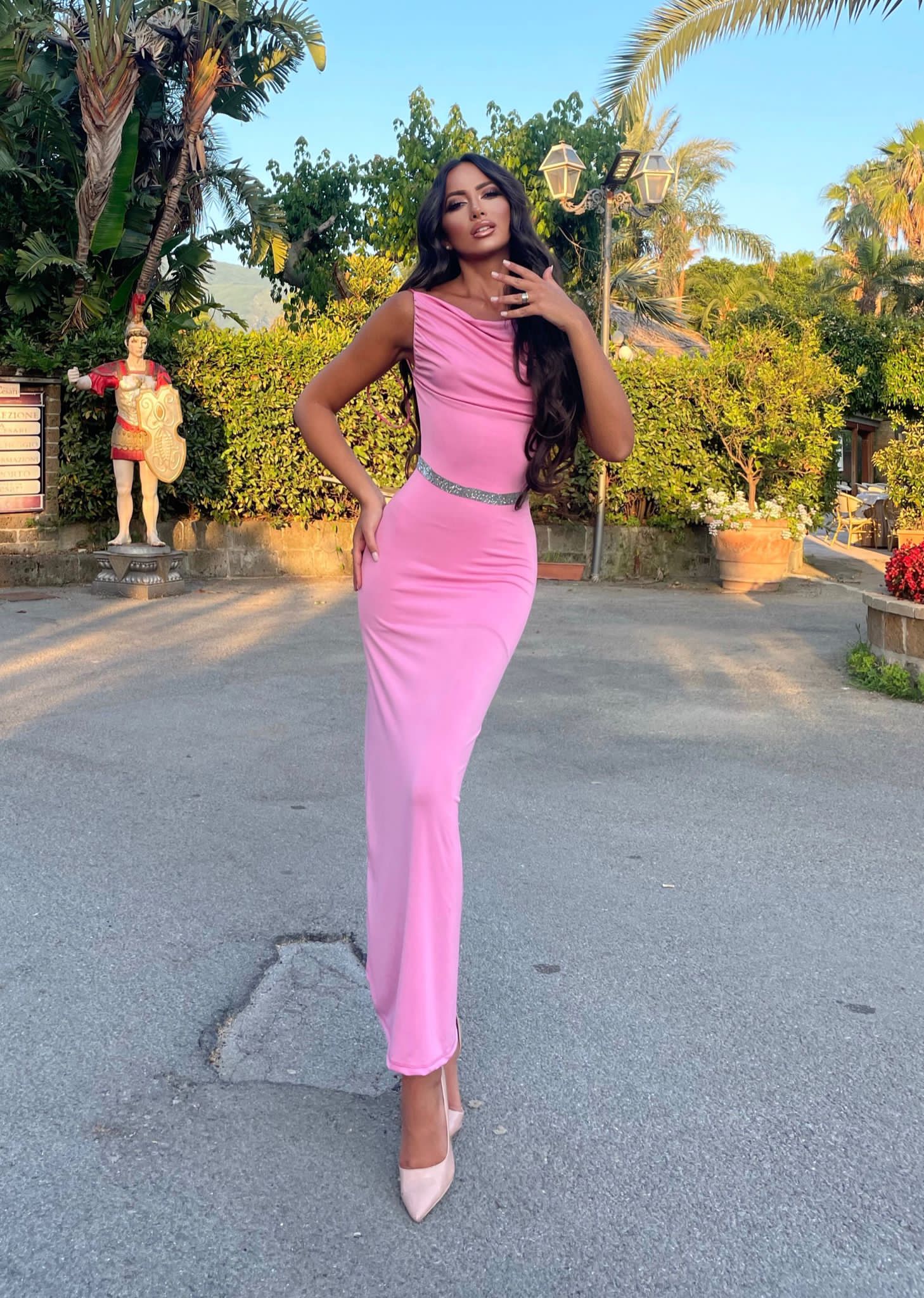 Abito lungo push up rosa
