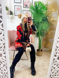 Cardigan con rose dettaglio Rosso