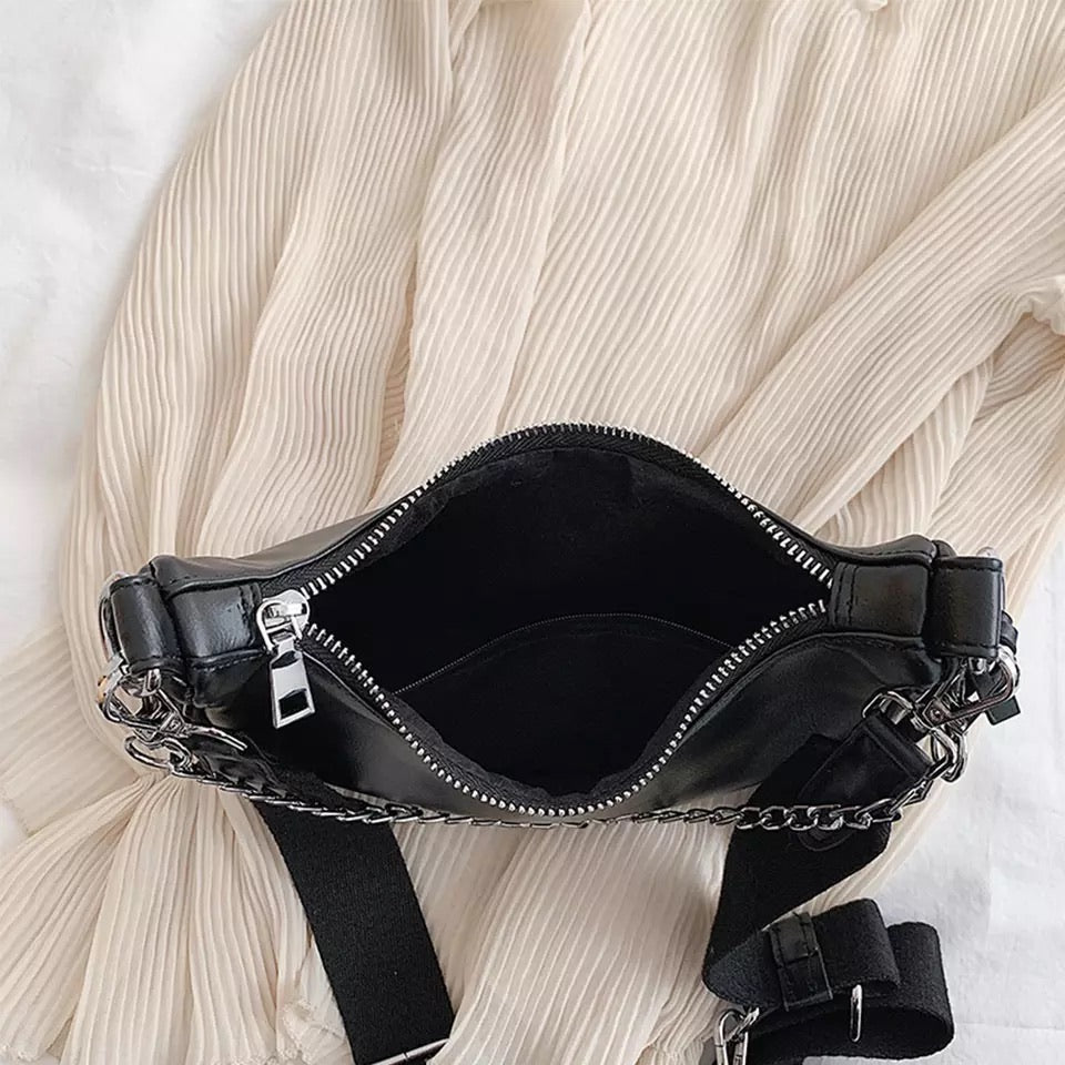 Set 3 bag in eco Pelle con catena argento