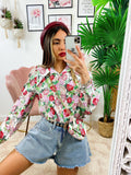 Camicia floreale con borsetta