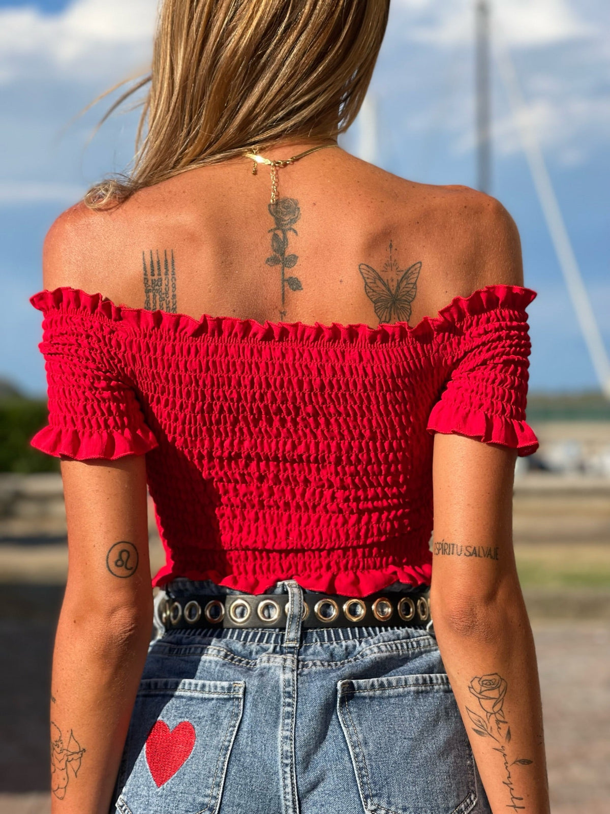Top plissettano rosso