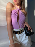 Body con incrocio lilla