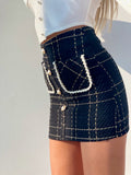 Gonna in tweed bianca e nera