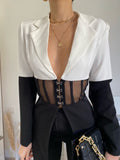 Giacca bianca e nera bustier